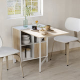Wooden Folding Drop Leaf Dining Table for Small Space With Storage - Velmora