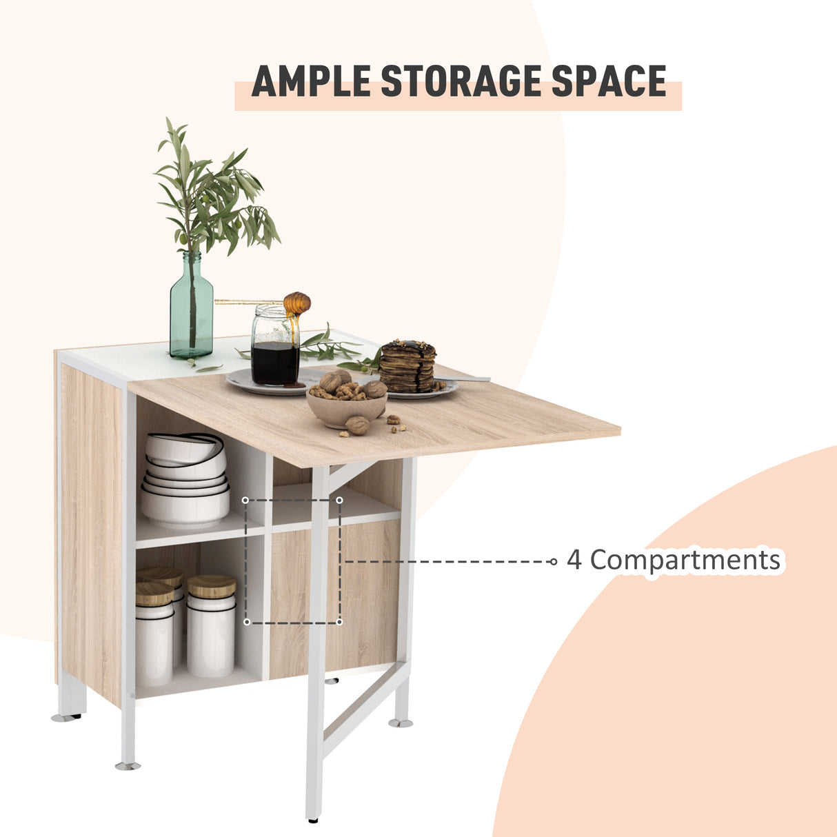 Wooden Folding Drop Leaf Dining Table for Small Space With Storage - Velmora