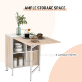 Wooden Folding Drop Leaf Dining Table for Small Space With Storage - Velmora