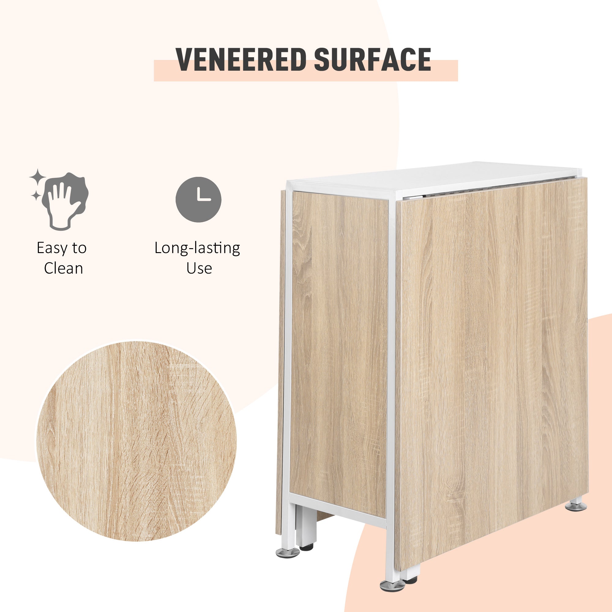 Wooden Folding Drop Leaf Dining Table for Small Space With Storage - Velmora