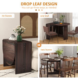 Wooden Folding Drop Leaf Dining Table Oval for 4 to 6 People - Velmora