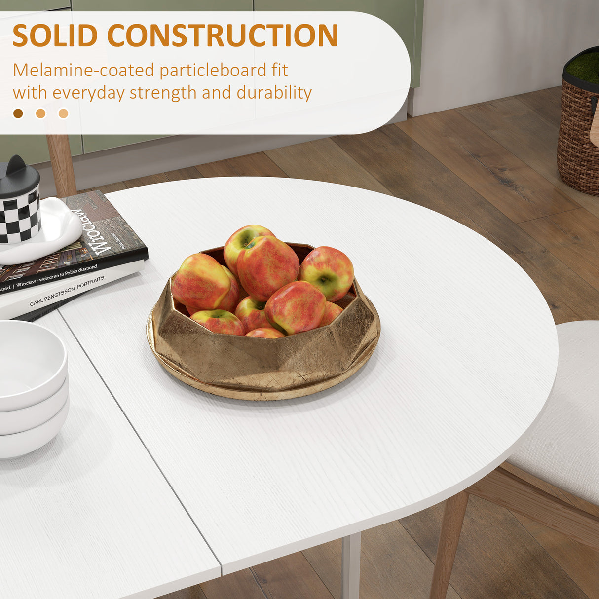 Wooden Folding Drop Leaf Dining Table Oval for 4 to 6 People - Velmora