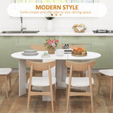 Wooden Folding Drop Leaf Dining Table Oval for 4 to 6 People - Velmora