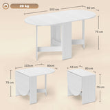 Wooden Folding Drop Leaf Dining Table Oval for 4 to 6 People - Velmora