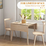 Wooden Folding Drop Leaf Dining Table Rectangular for 2 to 4 People - Velmora