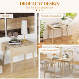 Wooden Folding Drop Leaf Dining Table Rectangular for 2 to 4 People - Velmora