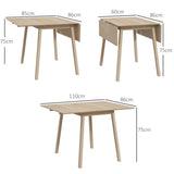 Wooden Folding Drop Leaf Dining Table Rectangular for 2 to 4 People - Velmora