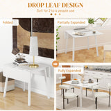 Wooden Folding Drop Leaf Dining Table Rectangular for 2 to 4 People - Velmora