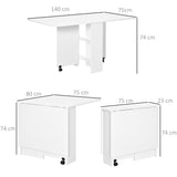 Wooden Folding Drop Leaf Dining Table Rectangular for 4 to 6 People - Velmora