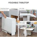 Wooden Folding Drop Leaf Dining Table Rectangular for 4 to 6 People - Velmora