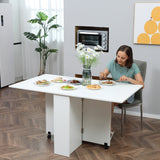 Wooden Folding Drop Leaf Dining Table Rectangular for 4 to 6 People - Velmora