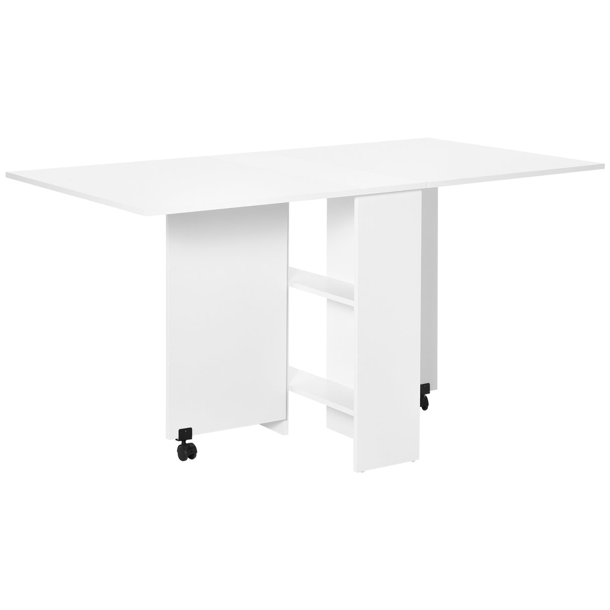 Wooden Folding Drop Leaf Dining Table Rectangular for 4 to 6 People - Velmora