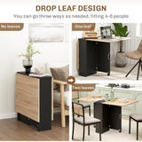 Wooden Folding Drop Leaf Dining Table Rectangular for 4 to 6 People - Velmora