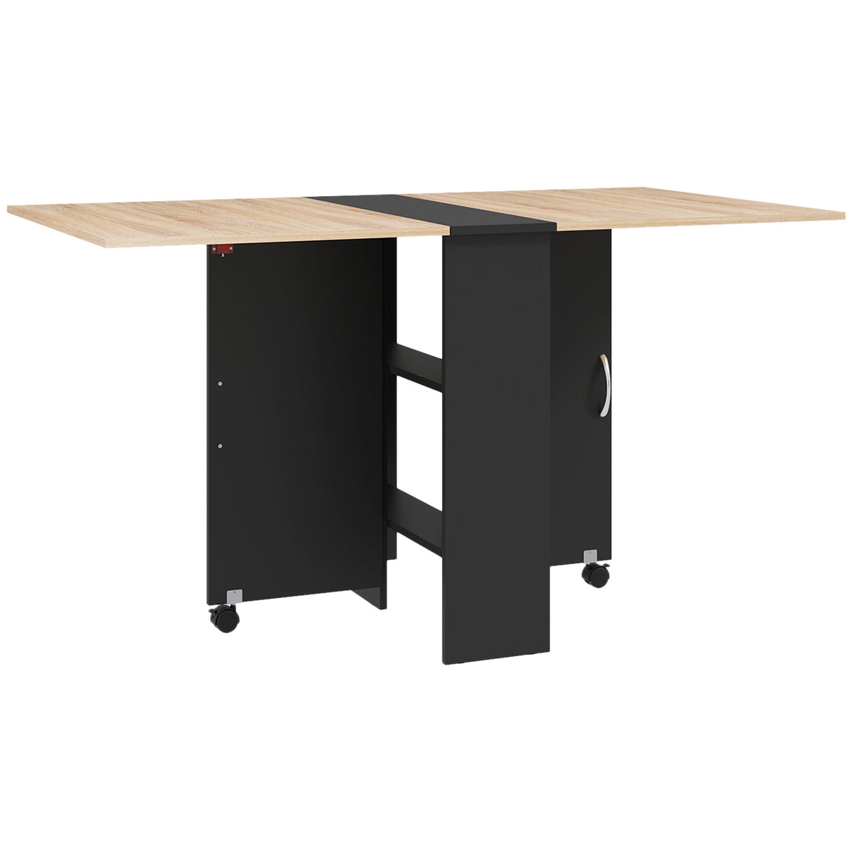 Wooden Folding Drop Leaf Dining Table Rectangular for 4 to 6 People - Velmora