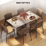 Wooden Folding Drop Leaf Dining Table Rectangular for 4 to 6 People - Velmora