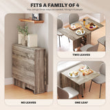 Wooden Folding Drop Leaf Dining Table Rectangular for 4 to 6 People - Velmora