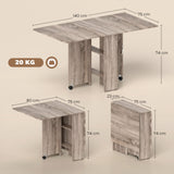 Wooden Folding Drop Leaf Dining Table Rectangular for 4 to 6 People - Velmora