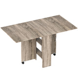 Wooden Folding Drop Leaf Dining Table Rectangular for 4 to 6 People - Velmora