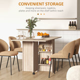 Wooden Folding Drop Leaf Dining Table Rectangular for 4 to 6 People - Velmora