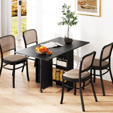 Wooden Folding Drop Leaf Dining Table Rectangular for 4 to 6 People - Velmora