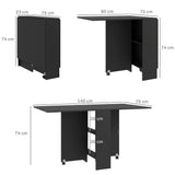 Wooden Folding Drop Leaf Dining Table Rectangular for 4 to 6 People - Velmora