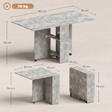 Wooden Folding Drop Leaf Dining Table Rectangular for 4 to 6 People - Velmora