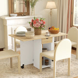 Wooden Folding Drop Leaf Dining Table Rectangular for 4 People - Velmora