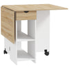 Wooden Folding Drop Leaf Dining Table Rectangular for 4 People - Velmora