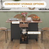 Wooden Folding Drop Leaf Dining Table Rectangular for 4 People - Velmora