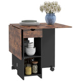 Wooden Folding Drop Leaf Dining Table Rectangular for 4 People - Velmora