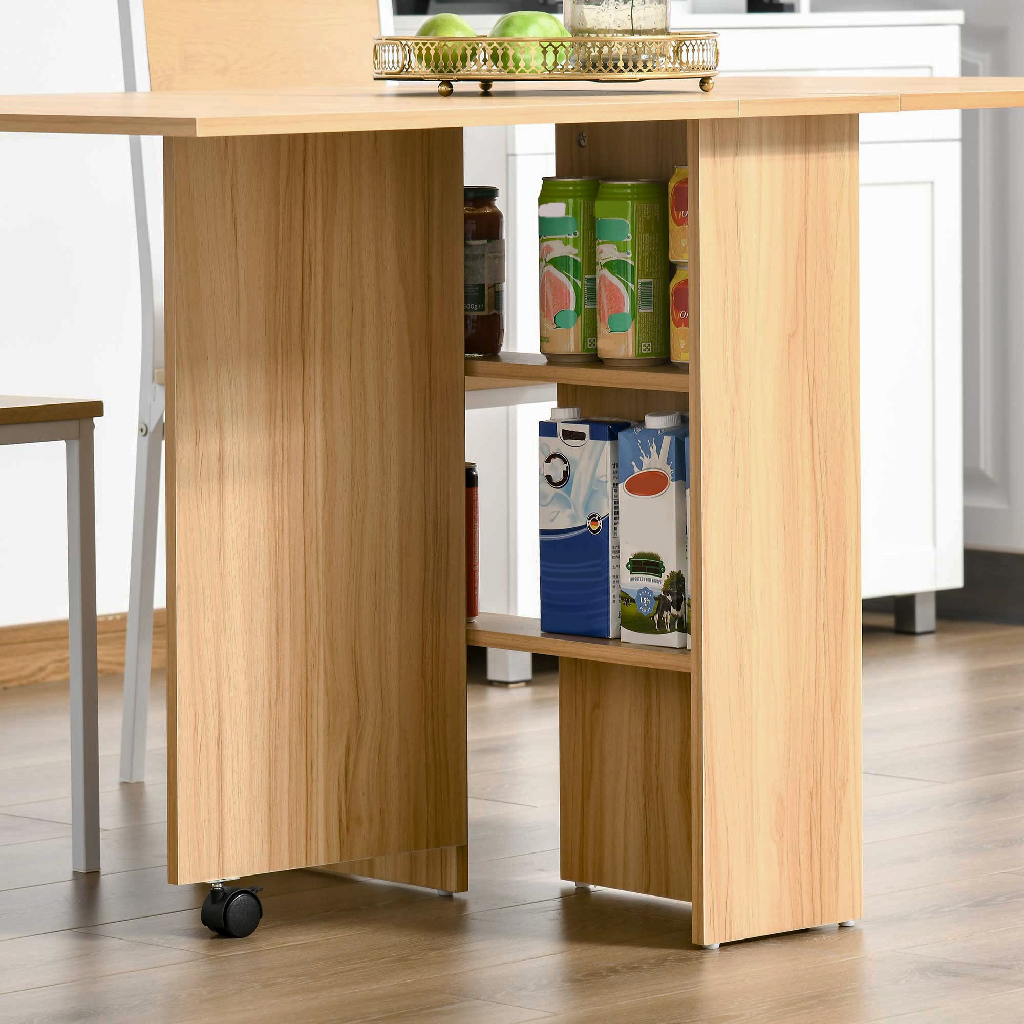 Wooden Folding Drop Leaf Dining Table for 4 to 6 People - Velmora