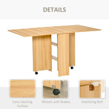 Wooden Folding Drop Leaf Dining Table for 4 to 6 People - Velmora