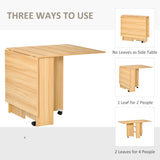 Wooden Folding Drop Leaf Dining Table for 4 to 6 People - Velmora
