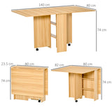 Wooden Folding Drop Leaf Dining Table for 4 to 6 People - Velmora