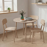 Wooden Folding Drop Leaf Dining Table Round for 4 People - Velmora