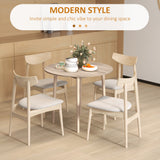 Wooden Folding Drop Leaf Dining Table Round for 4 People - Velmora