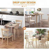 Wooden Folding Drop Leaf Dining Table Round for 4 People - Velmora