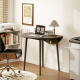 Wooden Folding Drop Leaf Dining Table Round for 4 People - Velmora