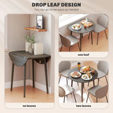 Wooden Folding Drop Leaf Dining Table Round for 4 People - Velmora