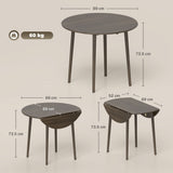 Wooden Folding Drop Leaf Dining Table Round for 4 People - Velmora