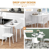 Wooden Folding Drop Leaf Dining Table Round for 4 People - Velmora