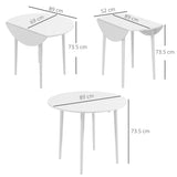 Wooden Folding Drop Leaf Dining Table Round for 4 People - Velmora