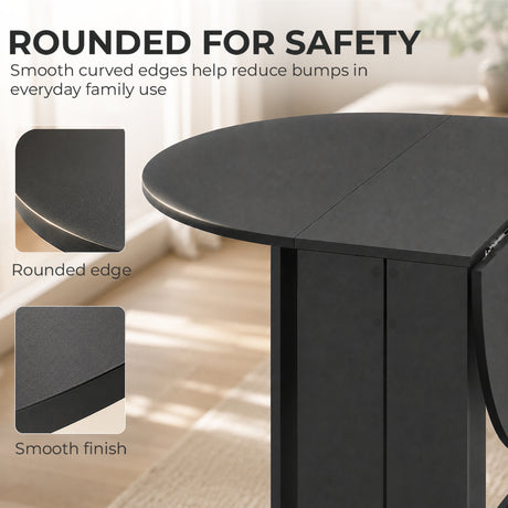 Wooden Folding Drop Leaf Dining Table Round for Small Space 2 to 4 People - Velmora