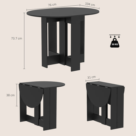 Wooden Folding Drop Leaf Dining Table Round for Small Space 2 to 4 People - Velmora