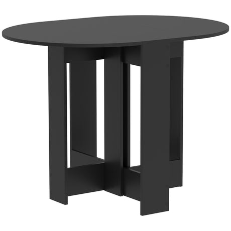 Wooden Folding Drop Leaf Dining Table Round for Small Space 2 to 4 People - Velmora