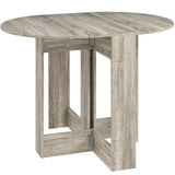 Wooden Folding Drop Leaf Dining Table Round for Small Space 2 to 4 People - Velmora