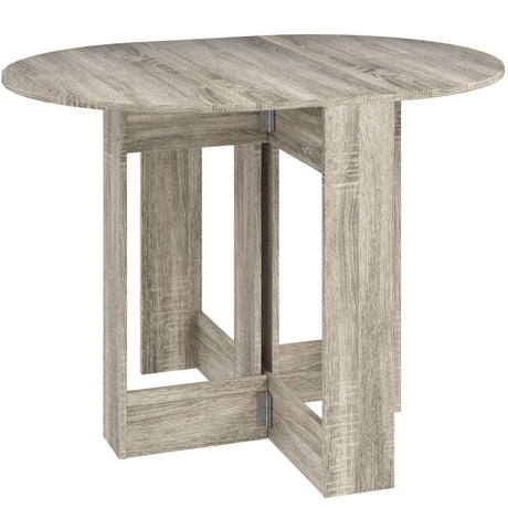 Wooden Folding Drop Leaf Dining Table Round for Small Space 2 to 4 People - Velmora