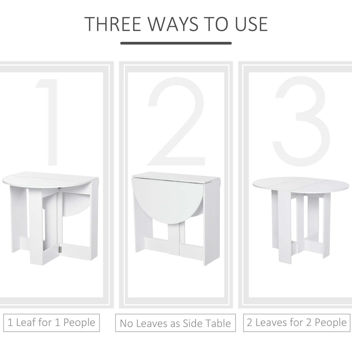 Wooden Folding Drop Leaf Dining Table Round for Small Space 2 to 4 People - Velmora