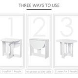 Wooden Folding Drop Leaf Dining Table Round for Small Space 2 to 4 People - Velmora