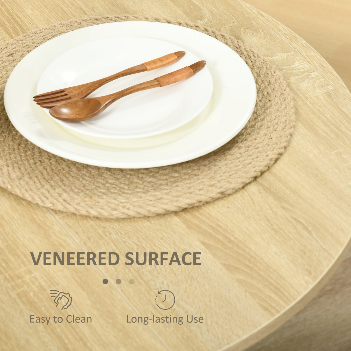Wooden Folding Drop Leaf Dining Table Round for Small Space 2 to 4 People - Velmora
